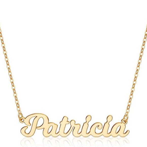 Custom Name Necklace Personalized, 14K Gold Plated Personalized Name Necklace Da - Picture 1 of 7